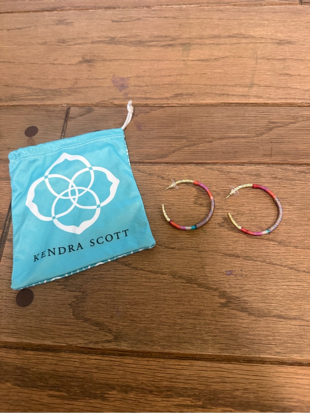 Kendra Scott Masie Multicolor Thread-Wrapped Gold Hoop Earrings